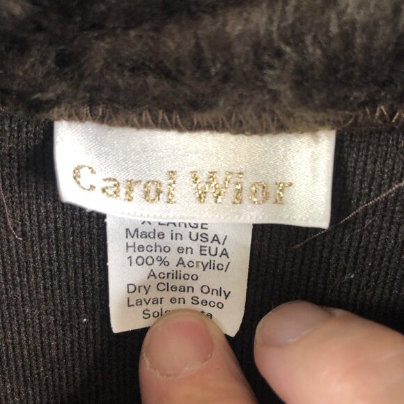 Vintage Carol Wier Vegan Fur Vest Womens Extra Large Brown Faux USA Mobwife - Picture 7 of 13